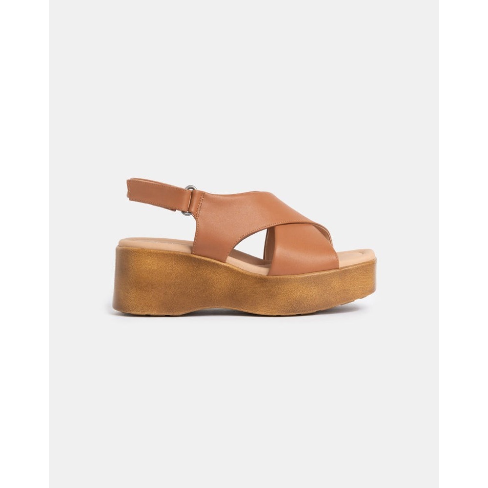 Women's Tan Platform Wedge Sandals wide width